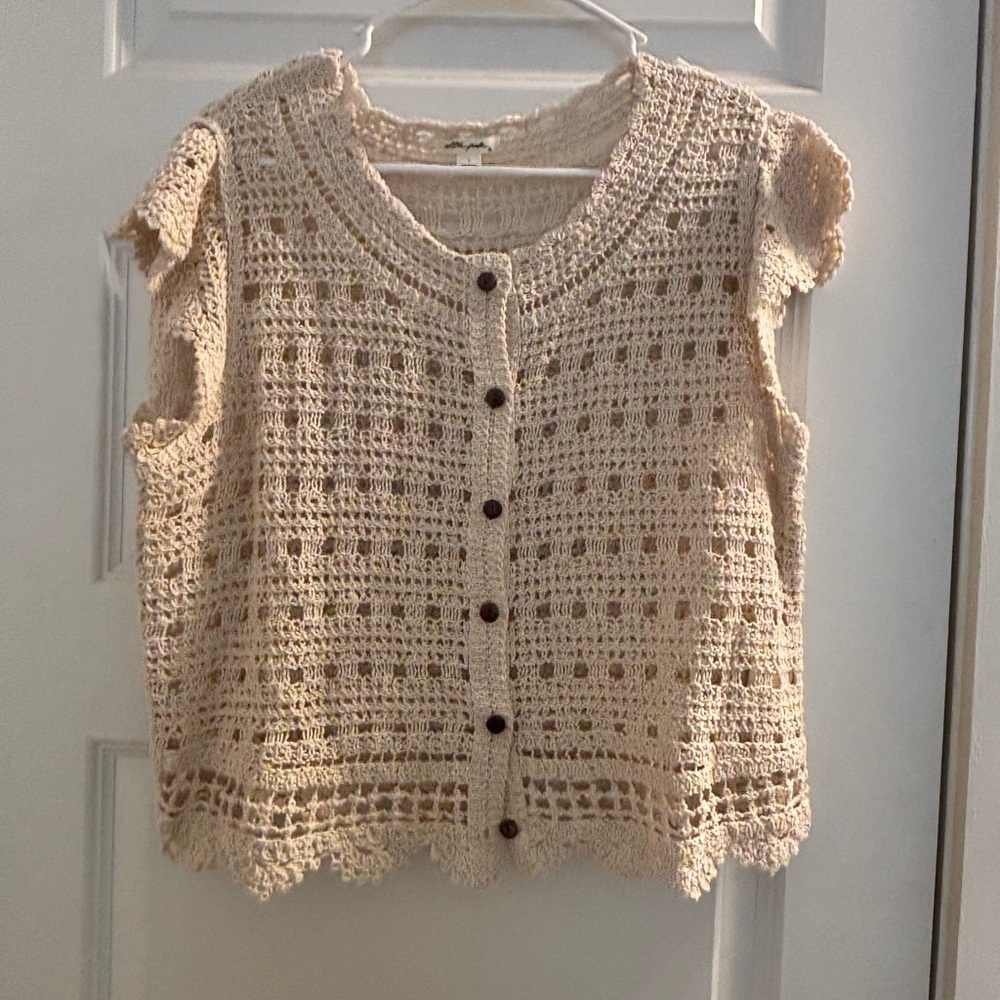 Ultra Pink Crochet Knit Top